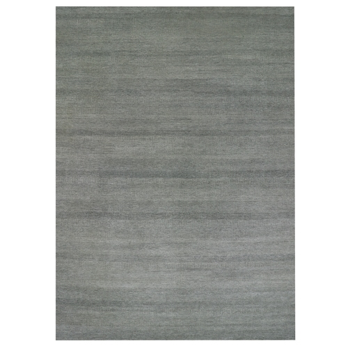 Cloud Gray, Modern Grass Design, Pure Undyed Wool, Tone on Tone, Hand Knotted, Oversized Oriental Rug