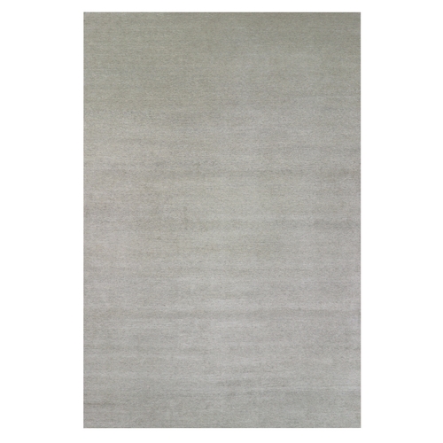 Oxford and Solid Gray, Modern 100% Undyed Wool Grass Design, Hand Knotted Tone on Tone, Oriental Oversized Rug