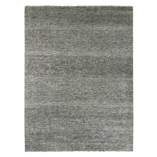 Stone Eagle Gray, Grass Design, Tone on Tone, Hand knotted Natural Undyed Wool Oriental Rug