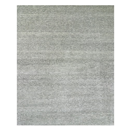 Gentle Gray, Hand Knotted Tone on Tone, Modern Grass Design, Soft Natural Undyed Wool, Oversized Oriental Rug