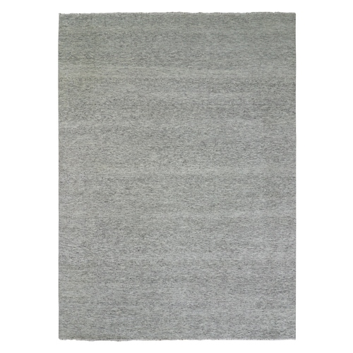 Vintage Gray, Soft Natural Undyed Wool, Modern Grass Design, Tone on Tone,  Hand Knotted, Oriental Rug 