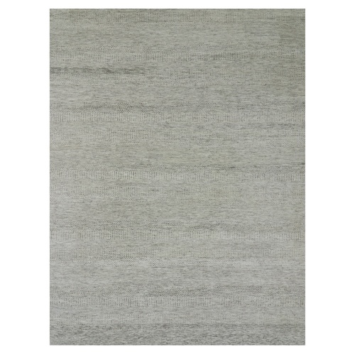 Rustic Gray, Undyed Organic Wool Grass Design, Tone on Tone, Hand Knotted Oriental Rug