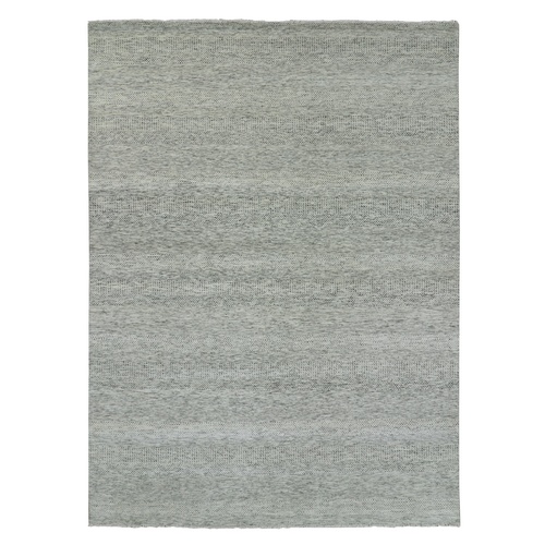 Laid Back Gray, Modern Grass Design, Tone on Tone, Organic Undyed Wool, Hand Knotted, Oriental 