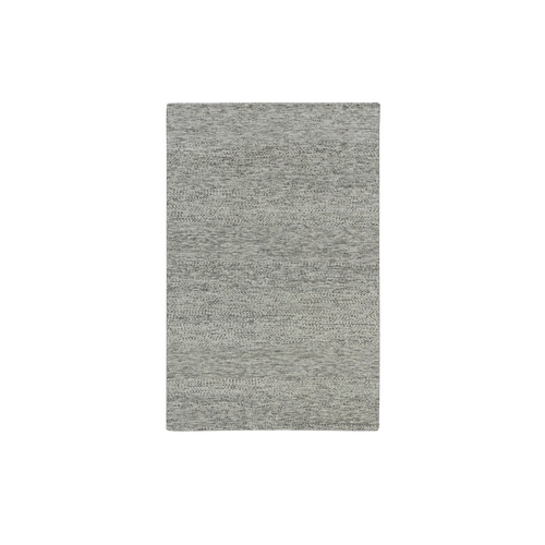 Rock Ridge Gray, Hand Knotted, Modern Tone on Tone Grass Design, Undyed Pure Wool, Oriental 