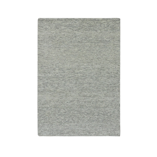 Elephant Skin Gray, Hand Knotted, Tone on Tone, Modern Grass Design, Natural Undyed Wool, Oriental 
