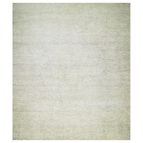 Edgecomb Gray, Modern Hand Knotted Grass Design, Tone on Tone Undyed Pure Wool, Oversized Oriental Rug