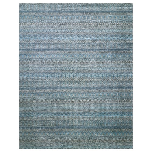 Duck Blue, Small Geometric Repetitive Design, 100% Plush Wool, Hand Knotted, Kohinoor Herat, Oversized Oriental Rug