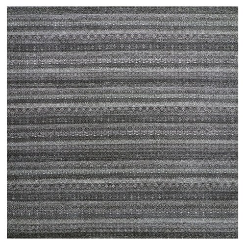 Peppercorn Gray, Hand Knotted, Tone On Tone, Kohinoor Herat Small Geometric Repetitive Design, Extra Soft Wool, Square Oriental Rug 