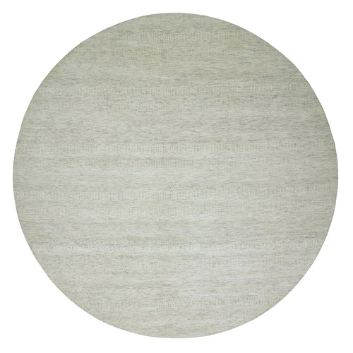 Mushroom Gray, Organic Sustainable Textile, Soft Wool, Hand Knotted Modern Vegetable Dyes, Grass Design, Tone on Tone, Round Oriental Rug