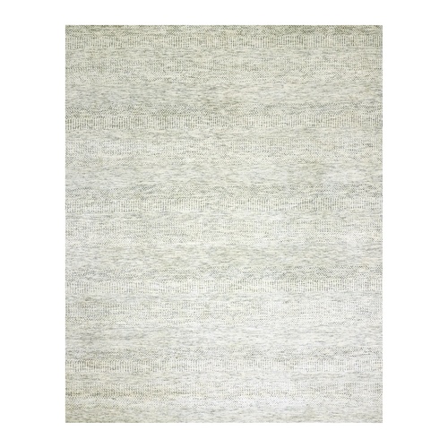 Classic Gray, Bohemian Hand Knotted Modern Grass Design, Undyed, Tone on Tone, Vibrant Soft Wool, Plain Oriental 