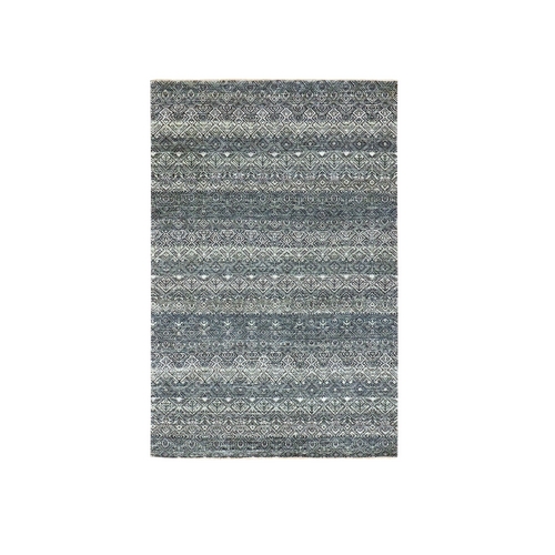 Nocturnal Gray, Tone On Tone 100% Plush Wool, Hand Knotted Kohinoor Herat Repetitive Small Diamond Pattern, Oriental 