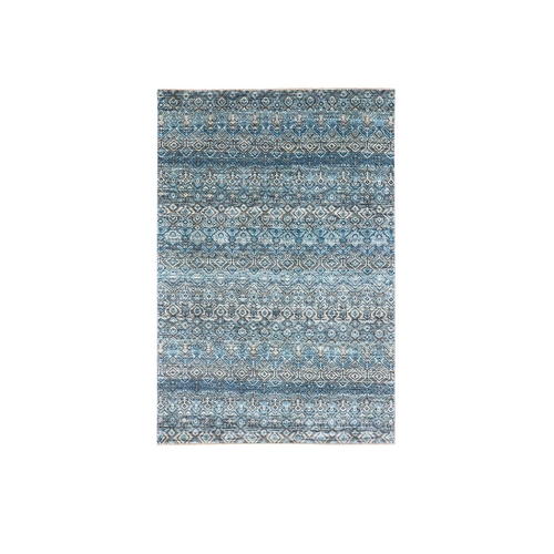 Yale Blue, 100% Plush Wool, Hand Knotted, Kohinoor Herat Small Geometric Repetitive Design, Oriental 