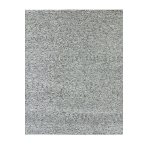 Owl Gray, Tone on Tone, Modern Grass Design, Pure Wool, Hand Knotted, Oriental Rug
