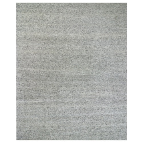 Storm Gray, Undyed Natural Wool, Tone on Tone, Hand Knotted, Modern Grass Design, Oversized Oriental Rug