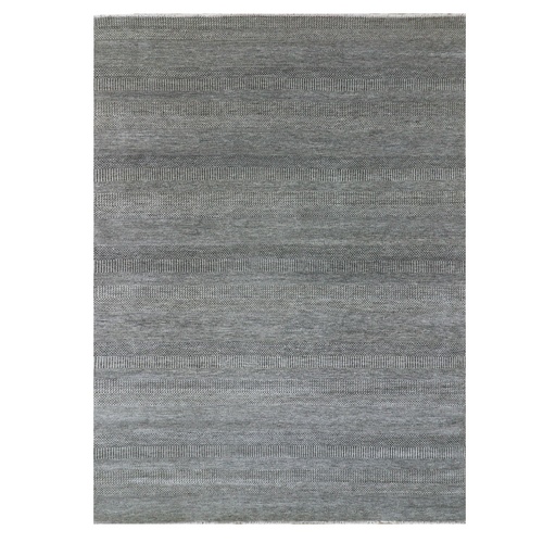 Taupe Gray, Modern Grass Design, Organic Wool, Tone on Tone, Hand Knotted, Oriental Rug