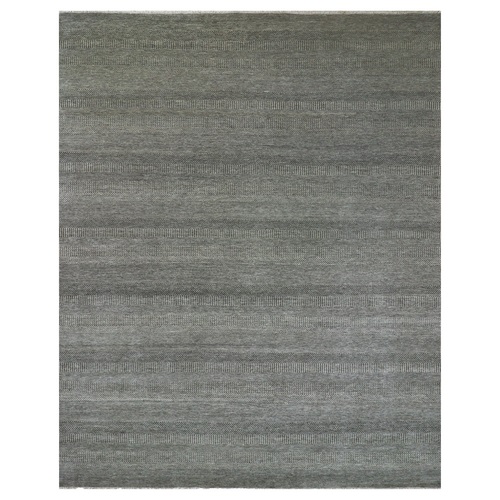Peppercorn Gray, Borderless, Undyed All Wool and Hand Knotted Grass Design, Tone on Tone, Modern Oversized Oriental Rug 