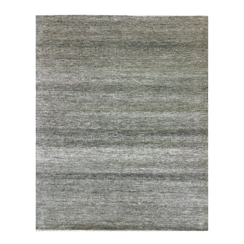 Seal Gray, Undyed Pure Wool, Hand Knotted Modern Tone on Tone and Grass Design, Oriental Rug