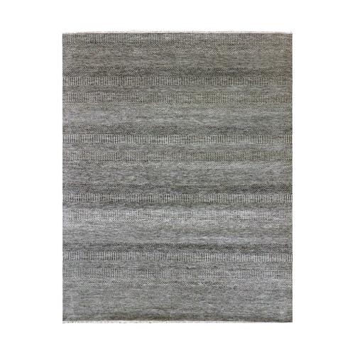 Power Gray, Hand Knotted, Tone on Tone, Modern Grass Design, Organic Wool, Oriental Rug