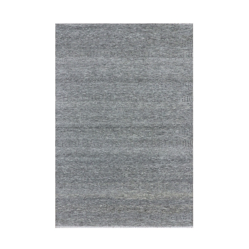 Westchester Gray, Undyed Extra Soft Wool, Hand Knotted Modern Grass Design, Tone on Tone, Oriental Rug
