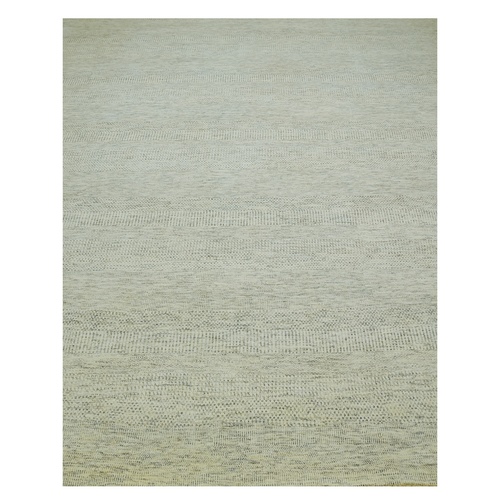 Dove White, Hand Knotted 100% Wool, Tone on Tone, Modern Grass Design, Organic Sustainable Textile, Oversized Oriental Rug