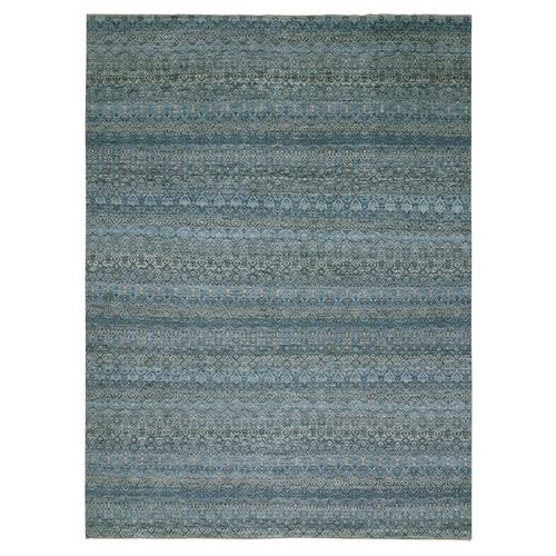 Marlin Blue, Hand Knotted, Tone On Tone, Kohinoor Herat Small Diamond Shaped Geometric Repetitive Design, Extra Soft Wool, Oriental Rug