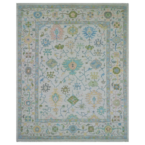 Magnolia White, Colorful Oushak Weave and Design, Lush Pile, 100% Wool, Hand Knotted, Soft to the Touch, Oversized, Oriental Rug