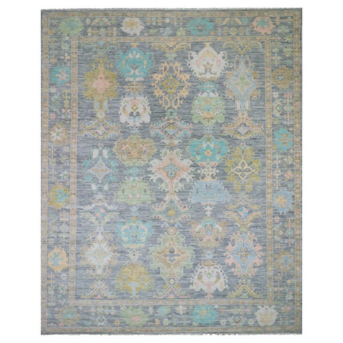 Jet Gray, Hand Knotted, Colorful Oushak Weave End Design, Soft to the Touch, 100% Wool, Oversized, Oriental Rug