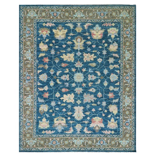 Ocean Blue, Oushak Weave and Design, Hand Knotted, 100% Wool, Oversized, Oriental Rug