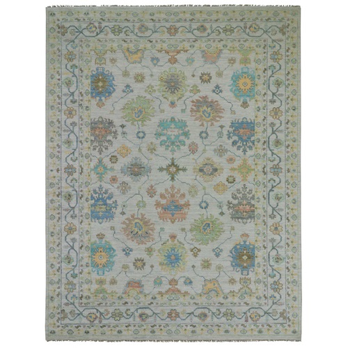 Shadow White, 100% Wool, Colorful Oushak Weave and Design, Hand Knotted, Oriental Rug