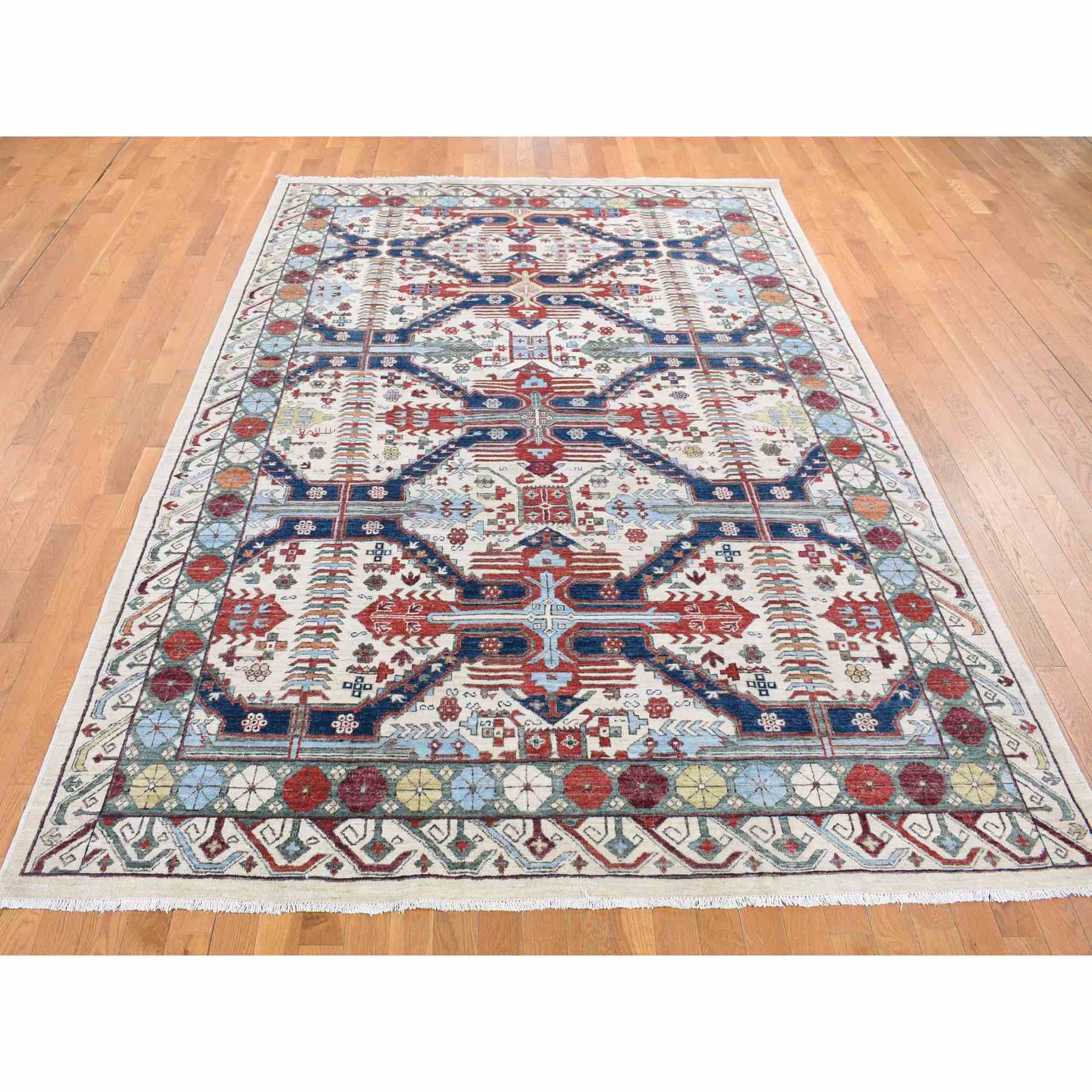 Oushak-And-Peshawar-Hand-Knotted-Rug-401360
