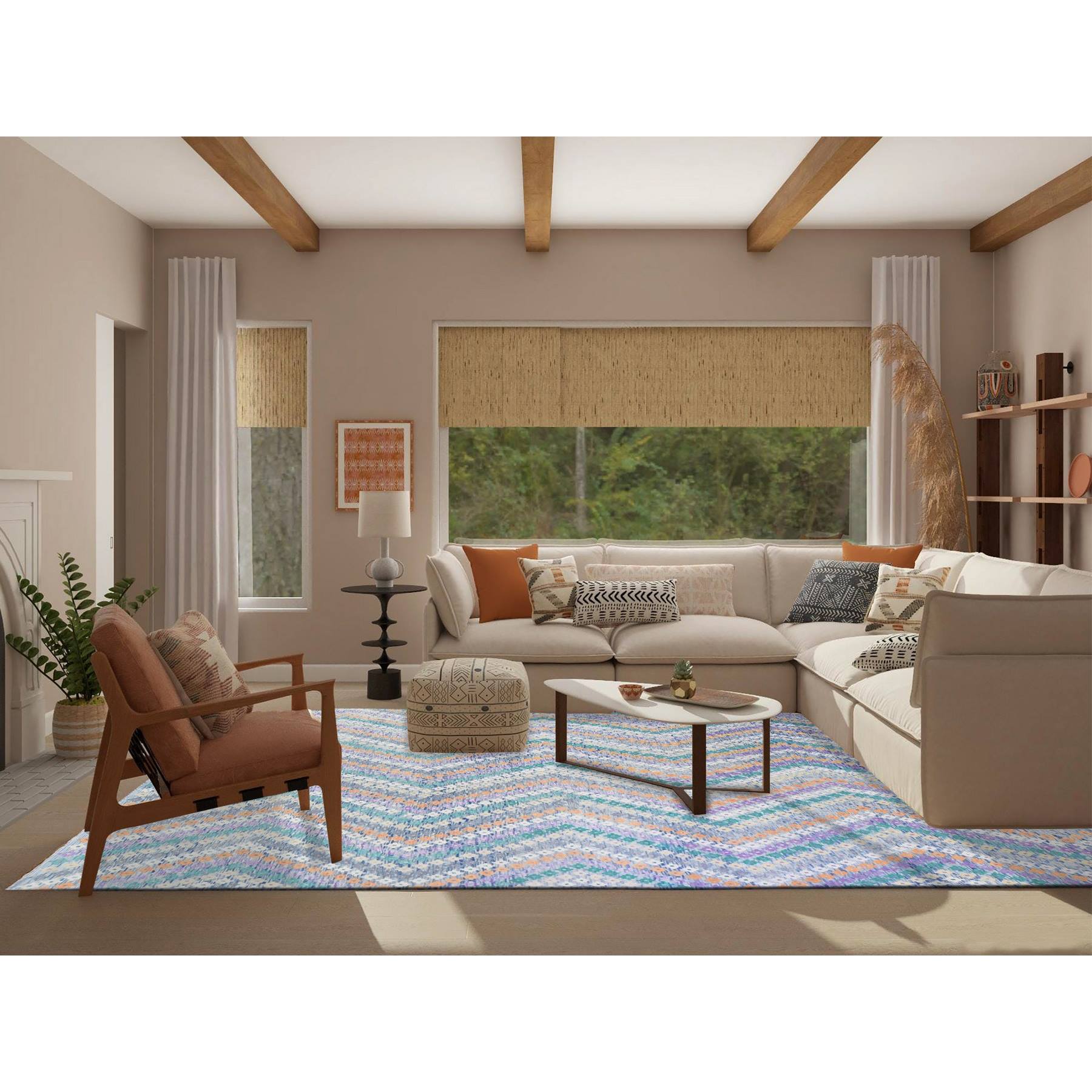 Tribal-Geometric-Hand-Knotted-Rug-400425