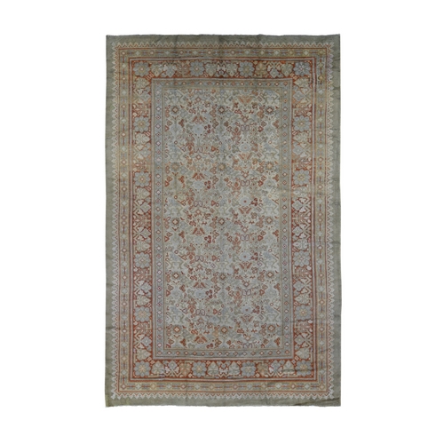 Beige, Antique European Donegal, Excellent Condition Pure Wool Hand Knotted, Extra Wide Gallery Size Oriental Rug