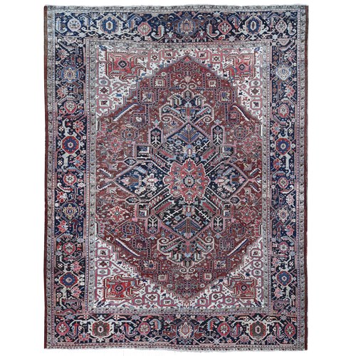 Honey Brown, Antique Persian Heriz, Good Condition Even Ware, Hand Knotted Pure Wool, Clean Sides and Ends Professionally Secured, Oversized Oriental Rug