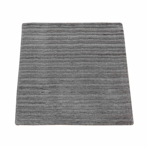Gray, Hi and Lo, Textured Wool, Modern Design, Hand Loomed, Sample Fragment, Mat Oriental 