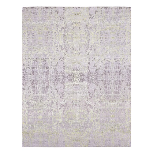 Light Gray, Hand Knotted Wool And Silk, Transitional/Modern Design Tone On Tone, Oriental Rug