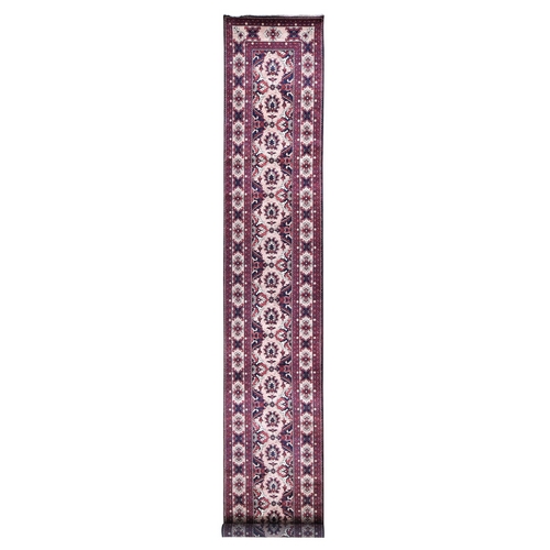 Soft Pink, Afghan Khamyab, Denser Weave with Shiny Wool Hand Knotted, XL Runner Oriental 