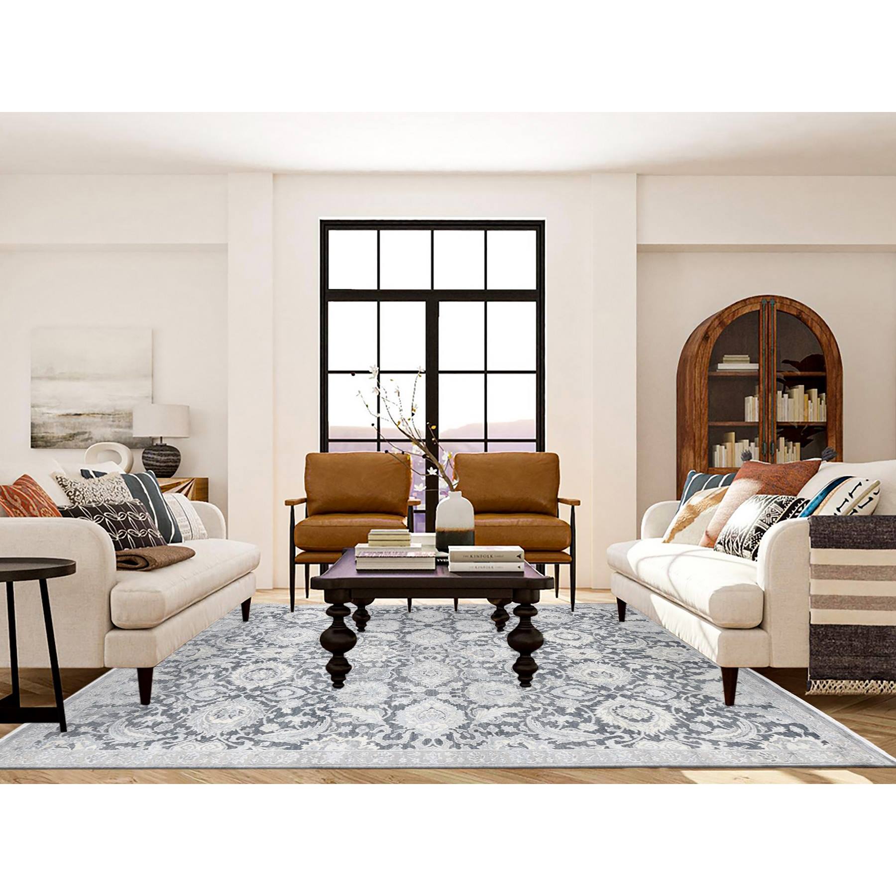 Oushak-And-Peshawar-Hand-Knotted-Rug-403410