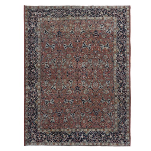Barn Red, Antique Persian Tabriz, Pure Wool, Good Condition, Even Wear, Hand Knotted, Oriental Rug