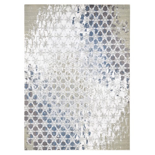 Agreeable Gray, THE HONEYCOMB Award Winning Design, Hand Knotted Wool and Silk, Oriental 