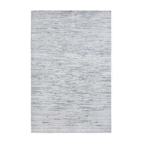 Frost White, 100% Wool, Striae Design, Hand Knotted, Oriental Rug