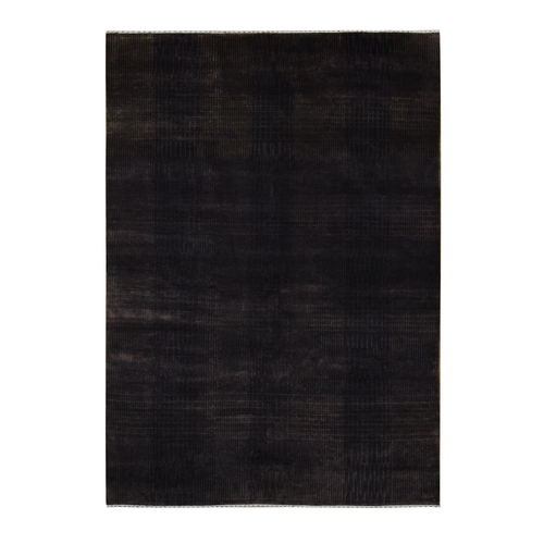 Charcoal Brown, Nepali Tone on Tone, Wool and Silk, Hand Knotted, Oriental Rug
