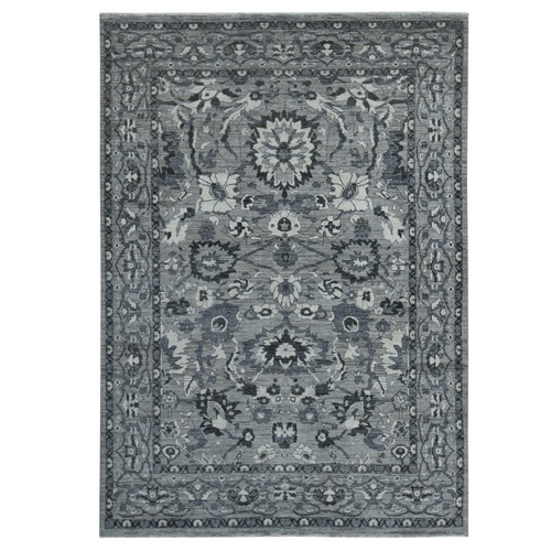 Cloud Grey, Natural Colors, Peshawar with Persian Mahal All Over Design, Pure Wool, Hand Knotted, Oriental 