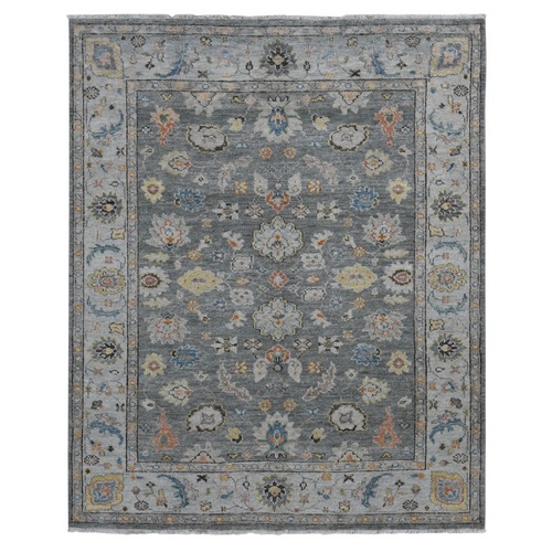 Carbon Gray, Extra Soft Wool, Hand Knotted, Oushak Design, Supple Collection, Thick and Plush, Oriental Rug