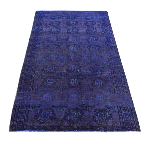English Violet, Old Persian Tourkaman with Elephant Feet Design, Pure Wool, Hand Knotted, Wide Runner, Oriental Rug