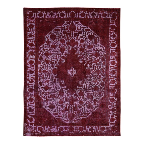 Barn Red, Overdyed Vintage Persian Tabriz Barjasta, Hand Knotted, Pure Wool, Oriental Rug