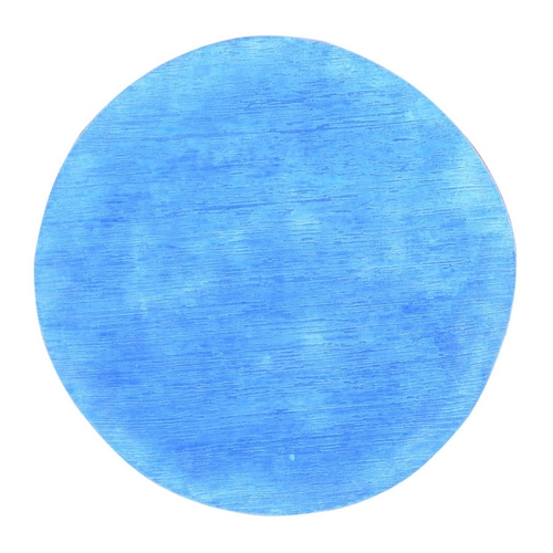 Baby Blue, Overdyed Stripe Design with Texture Wool, Hand Knotted, Round Oriental 