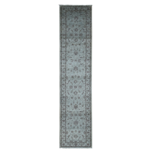 Agreeable Gray, Overdyed Ziegler Mahal, Pure Wool, Hand Knotted, Runner Oriental 