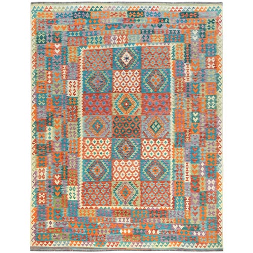Colorful, Veggie Dyes Organic Wool Hand Woven, Afghan Kilim with Geometric Design Flat Weave, Reversible Oriental 