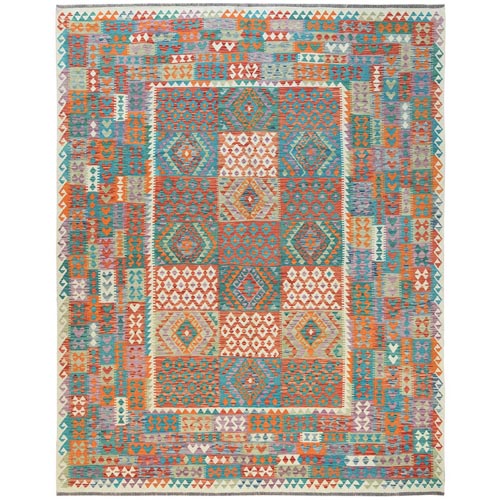Colorful, Veggie Dyes Organic Wool Hand Woven, Afghan Kilim with Geometric Design Flat Weave, Reversible Oriental 