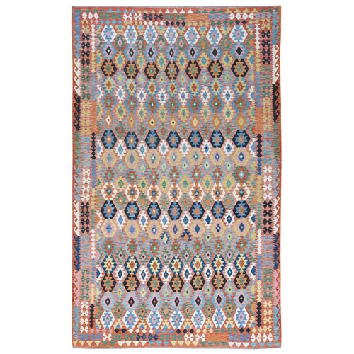 Colorful, Veggie Dyes Shiny Wool Hand Woven, Afghan Kilim with Geometric Pattern Flat Weave, Reversible Oversized Oriental 